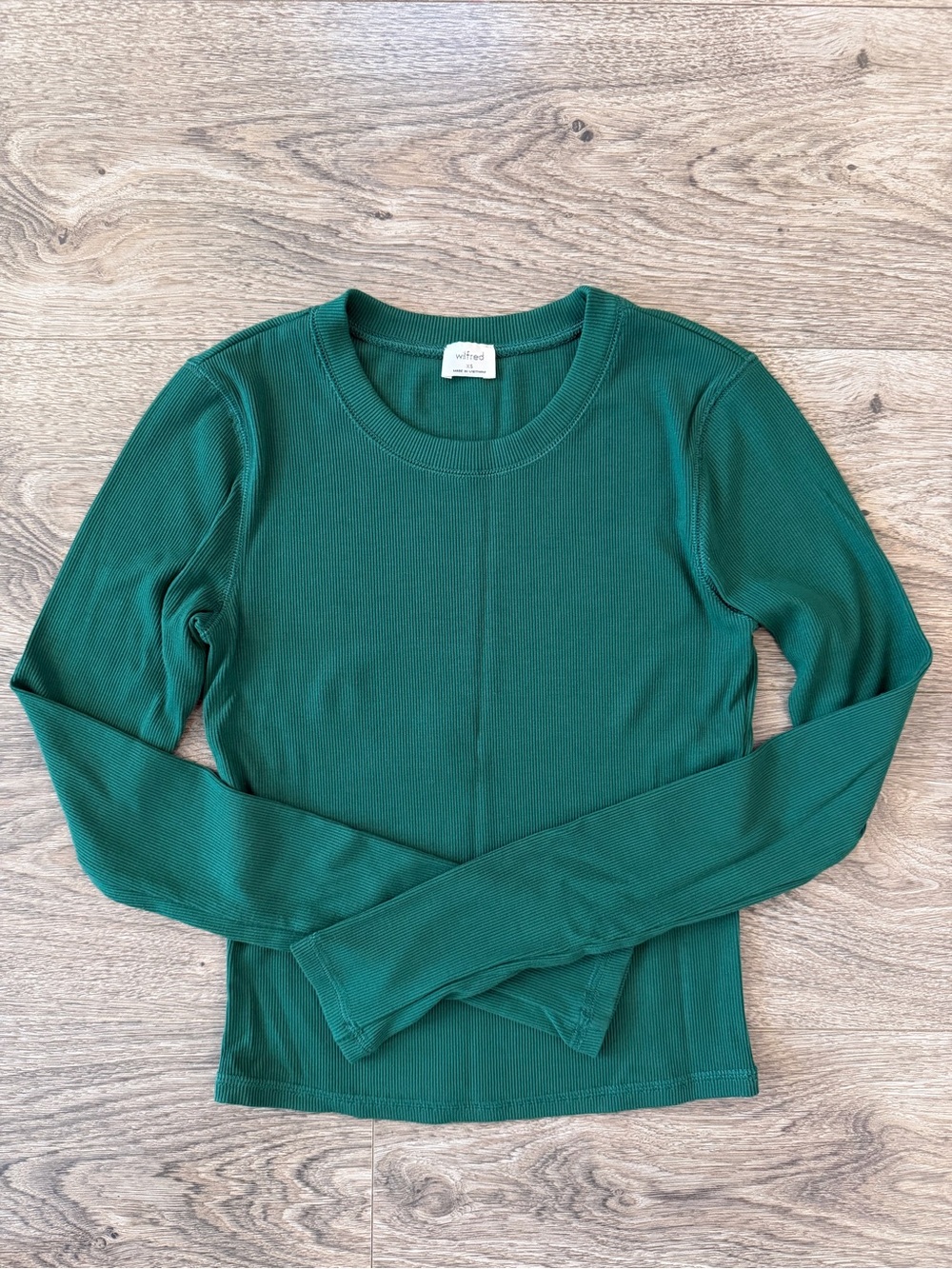 Wilfred Emerald Green Ribbed Long Sleeve Crewneck